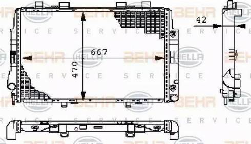 BEHR HELLA Service 8MK 376 711-174 - Радиатор, охлаждение двигателя autospares.lv