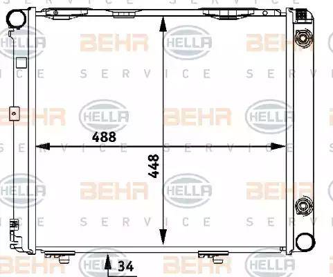 BEHR HELLA Service 8MK 376 711-371 - Радиатор, охлаждение двигателя autospares.lv