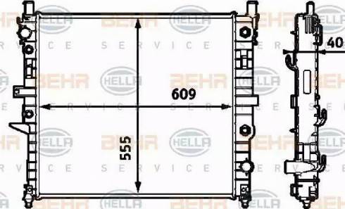 BEHR HELLA Service 8MK 376 718-591 - Радиатор, охлаждение двигателя autospares.lv