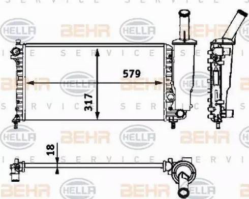 BEHR HELLA Service 8MK 376 718-581 - Радиатор, охлаждение двигателя autospares.lv