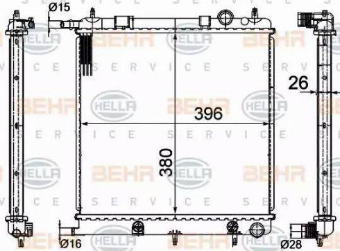 BEHR HELLA Service 8MK 376 718-621 - Радиатор, охлаждение двигателя autospares.lv