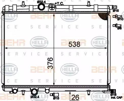 BEHR HELLA Service 8MK 376 718-054 - Радиатор, охлаждение двигателя autospares.lv