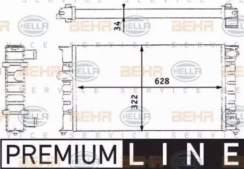 BEHR HELLA Service 8MK 376 713-421 - Радиатор, охлаждение двигателя autospares.lv