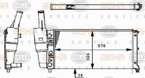 BEHR HELLA Service 8MK 376 713-541 - Радиатор, охлаждение двигателя autospares.lv