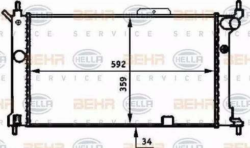 BEHR HELLA Service 8MK 376 713-584 - Радиатор, охлаждение двигателя autospares.lv