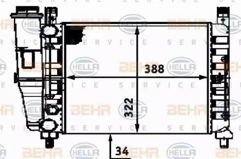 BEHR HELLA Service 8MK 376 713-521 - Радиатор, охлаждение двигателя autospares.lv