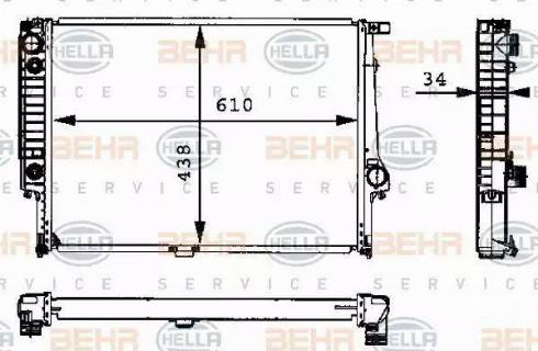 BEHR HELLA Service 8MK 376 713-074 - Радиатор, охлаждение двигателя autospares.lv