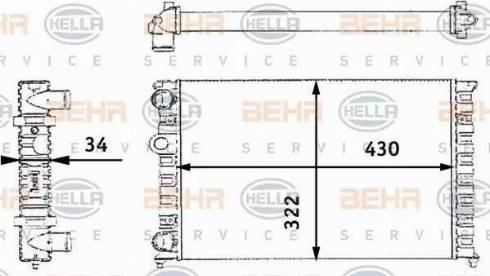 BEHR HELLA Service 8MK 376 713-744 - Радиатор, охлаждение двигателя autospares.lv