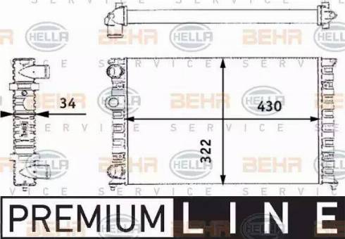 BEHR HELLA Service 8MK 376 713-741 - Радиатор, охлаждение двигателя autospares.lv