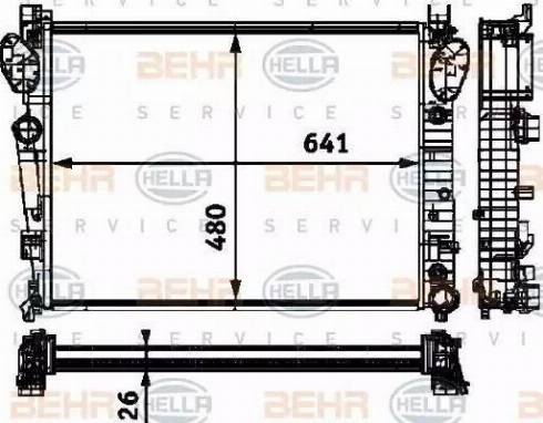 BEHR HELLA Service 8MK 376 712-591 - Радиатор, охлаждение двигателя autospares.lv