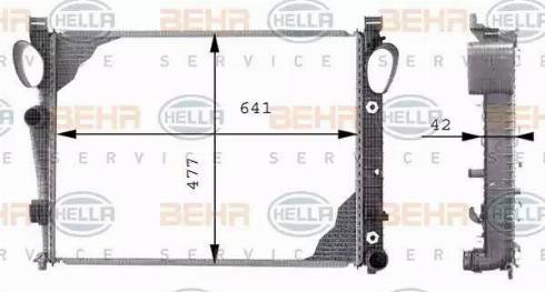 BEHR HELLA Service 8MK 376 712-574 - Радиатор, охлаждение двигателя autospares.lv