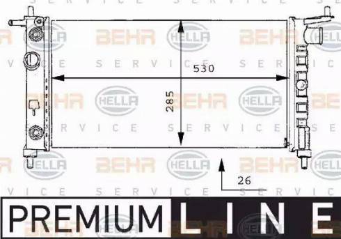 BEHR HELLA Service 8MK 376 712-011 - Радиатор, охлаждение двигателя autospares.lv