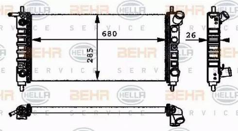 BEHR HELLA Service 8MK 376 712-711 - Радиатор, охлаждение двигателя autospares.lv