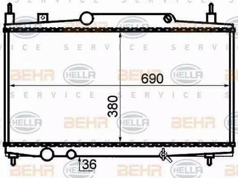 BEHR HELLA Service 8MK 376 717-594 - Радиатор, охлаждение двигателя autospares.lv