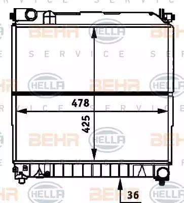 BEHR HELLA Service 8MK 376 717-681 - Радиатор, охлаждение двигателя autospares.lv