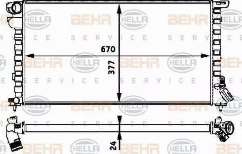 BEHR HELLA Service 8MK 376 717-631 - Радиатор, охлаждение двигателя autospares.lv