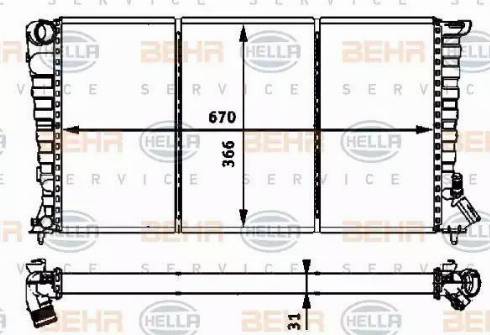 BEHR HELLA Service 8MK 376 717-621 - Радиатор, охлаждение двигателя autospares.lv