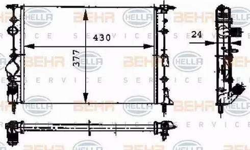 BEHR HELLA Service 8MK 376 717-671 - Радиатор, охлаждение двигателя autospares.lv