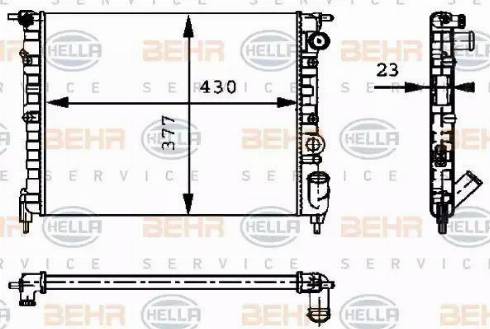 BEHR HELLA Service 8MK 376 717-271 - Радиатор, охлаждение двигателя autospares.lv