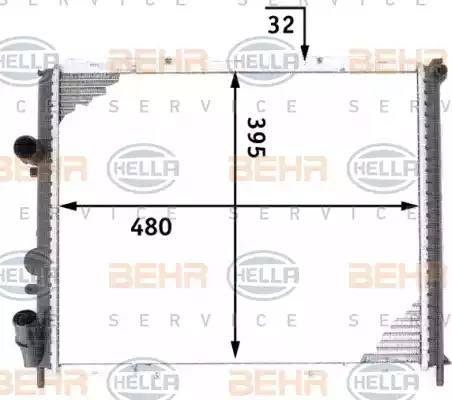 BEHR HELLA Service 8MK 376 717-761 - Радиатор, охлаждение двигателя autospares.lv