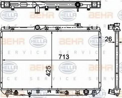 BEHR HELLA Service 8MK 376 781-501 - Радиатор, охлаждение двигателя autospares.lv