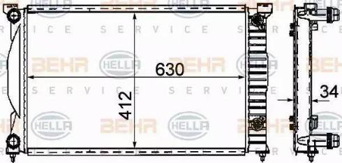 BEHR HELLA Service 8MK 376 781-061 - Радиатор, охлаждение двигателя autospares.lv