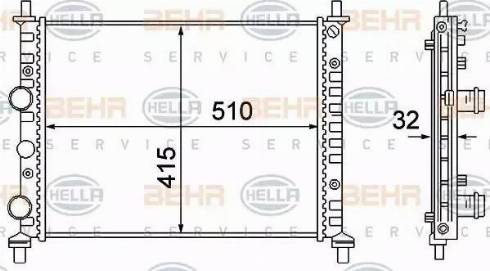 BEHR HELLA Service 8MK 376 781-101 - Радиатор, охлаждение двигателя autospares.lv