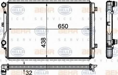 BEHR HELLA Service 8MK 376 781-361 - Радиатор, охлаждение двигателя autospares.lv