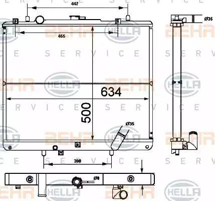 BEHR HELLA Service 8MK 376 787-111 - Радиатор, охлаждение двигателя autospares.lv