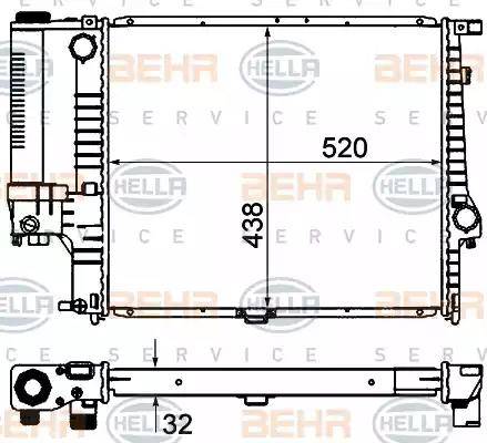 BEHR HELLA Service 8MK 376 735-351 - Радиатор, охлаждение двигателя autospares.lv