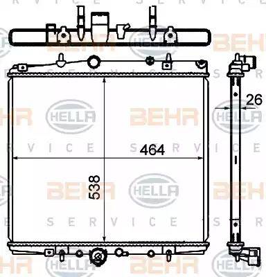 BEHR HELLA Service 8MK 376 735-311 - Радиатор, охлаждение двигателя autospares.lv