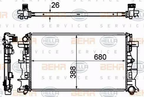 BEHR HELLA Service 8MK 376 735-331 - Радиатор, охлаждение двигателя autospares.lv