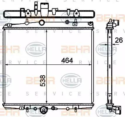 BEHR HELLA Service 8MK 376 735-321 - Радиатор, охлаждение двигателя autospares.lv