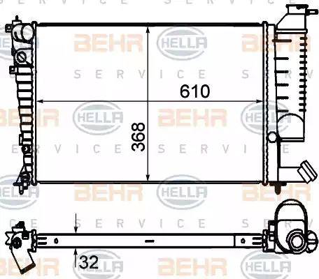 BEHR HELLA Service 8MK 376 735-291 - Радиатор, охлаждение двигателя autospares.lv