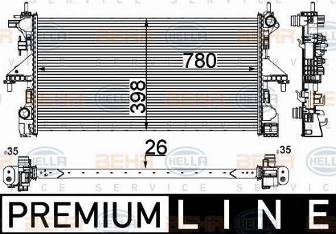 BEHR HELLA Service 8MK 376 733-561 - Радиатор, охлаждение двигателя autospares.lv