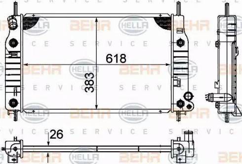 BEHR HELLA Service 8MK 376 724-541 - Радиатор, охлаждение двигателя autospares.lv