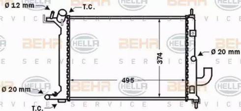 BEHR HELLA Service 8MK 376 726-531 - Радиатор, охлаждение двигателя autospares.lv