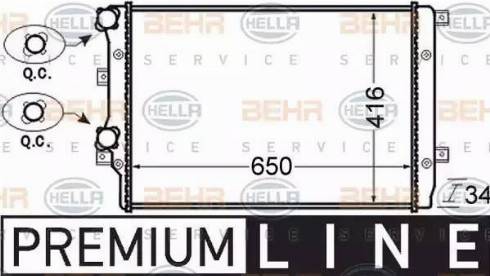 BEHR HELLA Service 8MK 376 726-701 - Радиатор, охлаждение двигателя autospares.lv