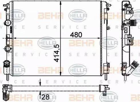 BEHR HELLA Service 8MK 376 726-731 - Радиатор, охлаждение двигателя autospares.lv