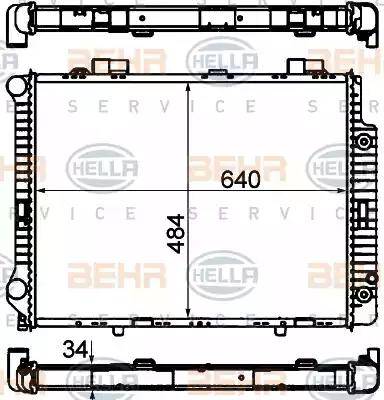 BEHR HELLA Service 8MK 376 720-381 - Радиатор, охлаждение двигателя autospares.lv