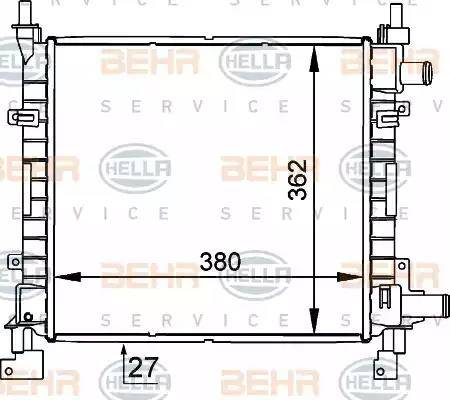 BEHR HELLA Service 8MK 376 720-271 - Радиатор, охлаждение двигателя autospares.lv