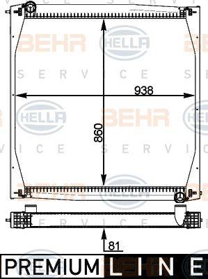 BEHR HELLA Service 8MK 376 721-625 - Радиатор, охлаждение двигателя autospares.lv