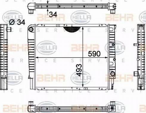 BEHR HELLA Service 8MK 376 721-001 - Радиатор, охлаждение двигателя autospares.lv