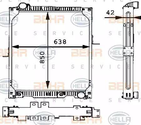 BEHR HELLA Service 8MK 376 721-191 - Радиатор, охлаждение двигателя autospares.lv