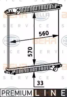 BEHR HELLA Service 8MK 376 721-721 - Радиатор, охлаждение двигателя autospares.lv