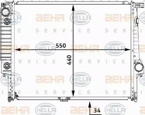 BEHR HELLA Service 8MK 376 722-531 - Радиатор, охлаждение двигателя autospares.lv