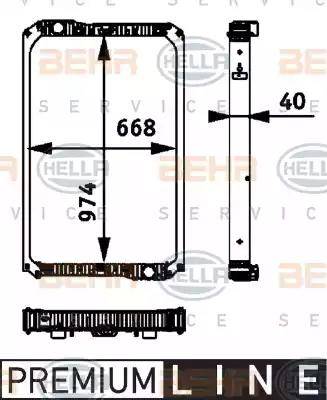 BEHR HELLA Service 8MK 376 722-021 - Радиатор, охлаждение двигателя autospares.lv