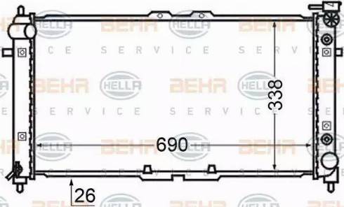 BEHR HELLA Service 8MK 376 727-691 - Радиатор, охлаждение двигателя autospares.lv