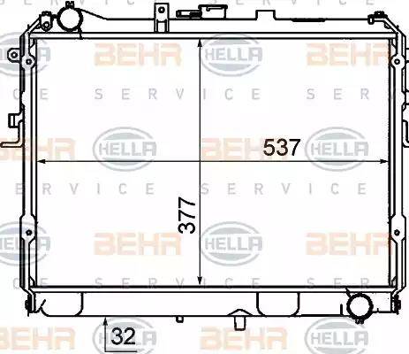 BEHR HELLA Service 8MK 376 727-681 - Радиатор, охлаждение двигателя autospares.lv