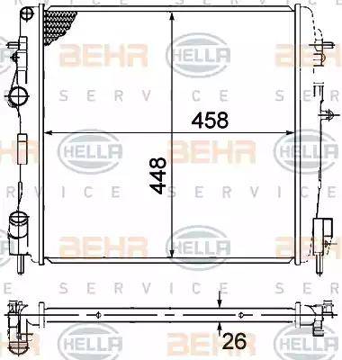 BEHR HELLA Service 8MK 376 771-791 - Радиатор, охлаждение двигателя autospares.lv